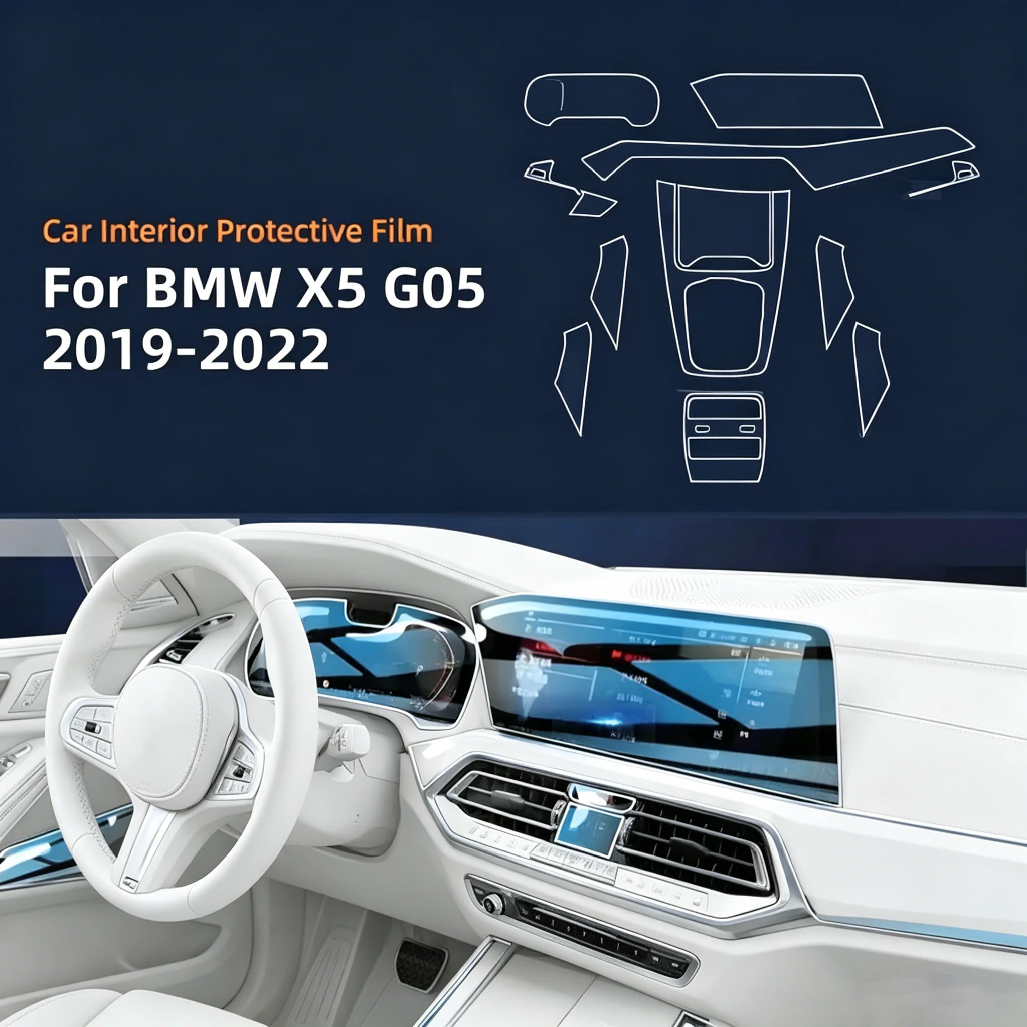 For BMW X5 G05 2019-2022 Interior Transparent TPU Protection Film Center Screen Console PPF Anti-scratch Film