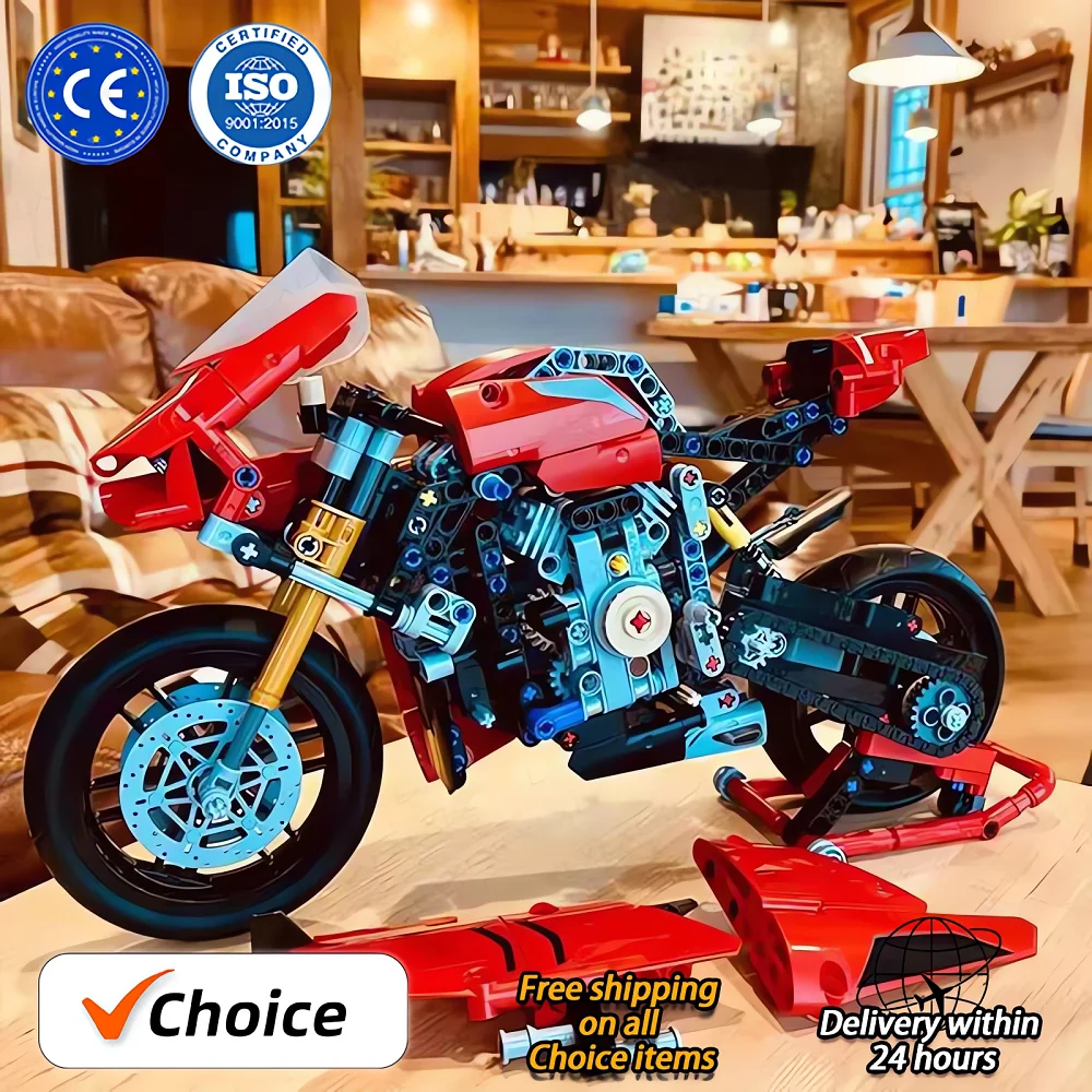 Technical Panigale V4 R Motorbike Model 42107 Building Blocks Kit Superbike Toys Christmas Gifts For Boys Adults Home Decoration