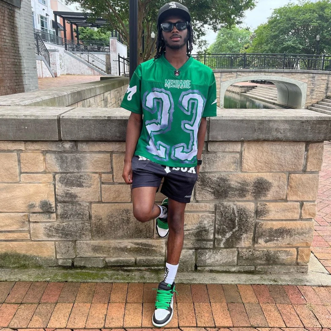 

American Basketball Trendy Green Splicing Letter Print Sports Short-sleeved Men's Summer Loose Street Hip-hop T-shirt for Women