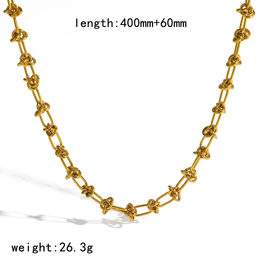 18K Goldfarben Beschichtete Edelstahl-Kette in Knotenform für Damen Stapelbares Basis-Armband Modeschmuck – Detail 7