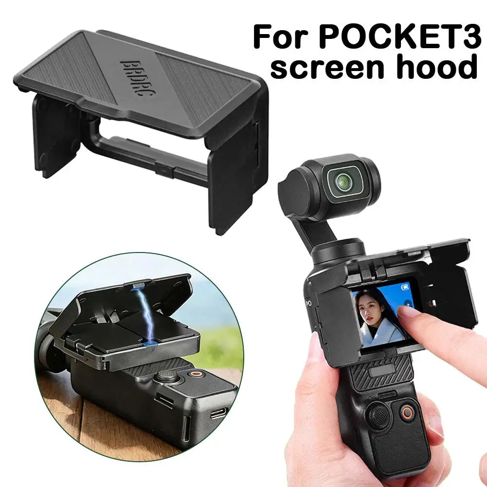 für DJI Pocket 3 Sonnenschutz ABS Magnetischer faltbarer Blendschutz-Bildschirmschutz Schnellverschluss für Außenaufnahmen Schwarz