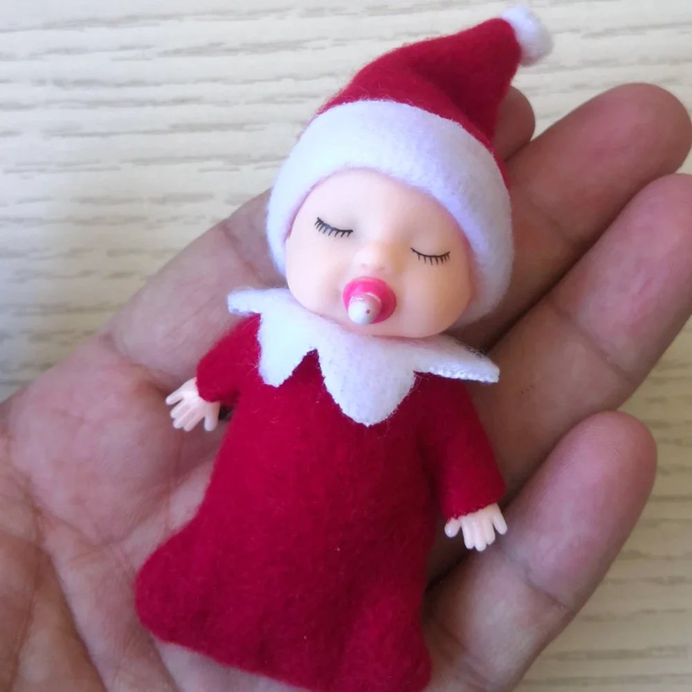 7PCS 7cm Christmas Elf Babies with Dummy Movable Arms Legs Doll House Accessories Baby Elves Dolls