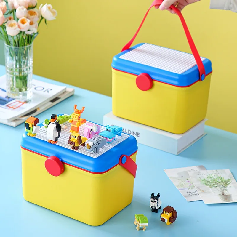 Portable Toy Storage Box, Small Particle Building Blocks Storage, Double-Layer Children's Compartments, Cute Medicine Case, 2024