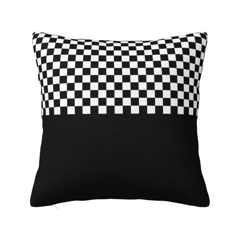 Custom Black And White Checkered Modern Throw Pillow Cover Checkerboard Pattern Car Cushion