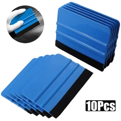 Auto Blue Vinyl Carbon Fiber Window Ice Remover Cleaning Wash Car Scraper With Felt Squeegee Tool Film Wrapping Scraper 1/5/10Pc