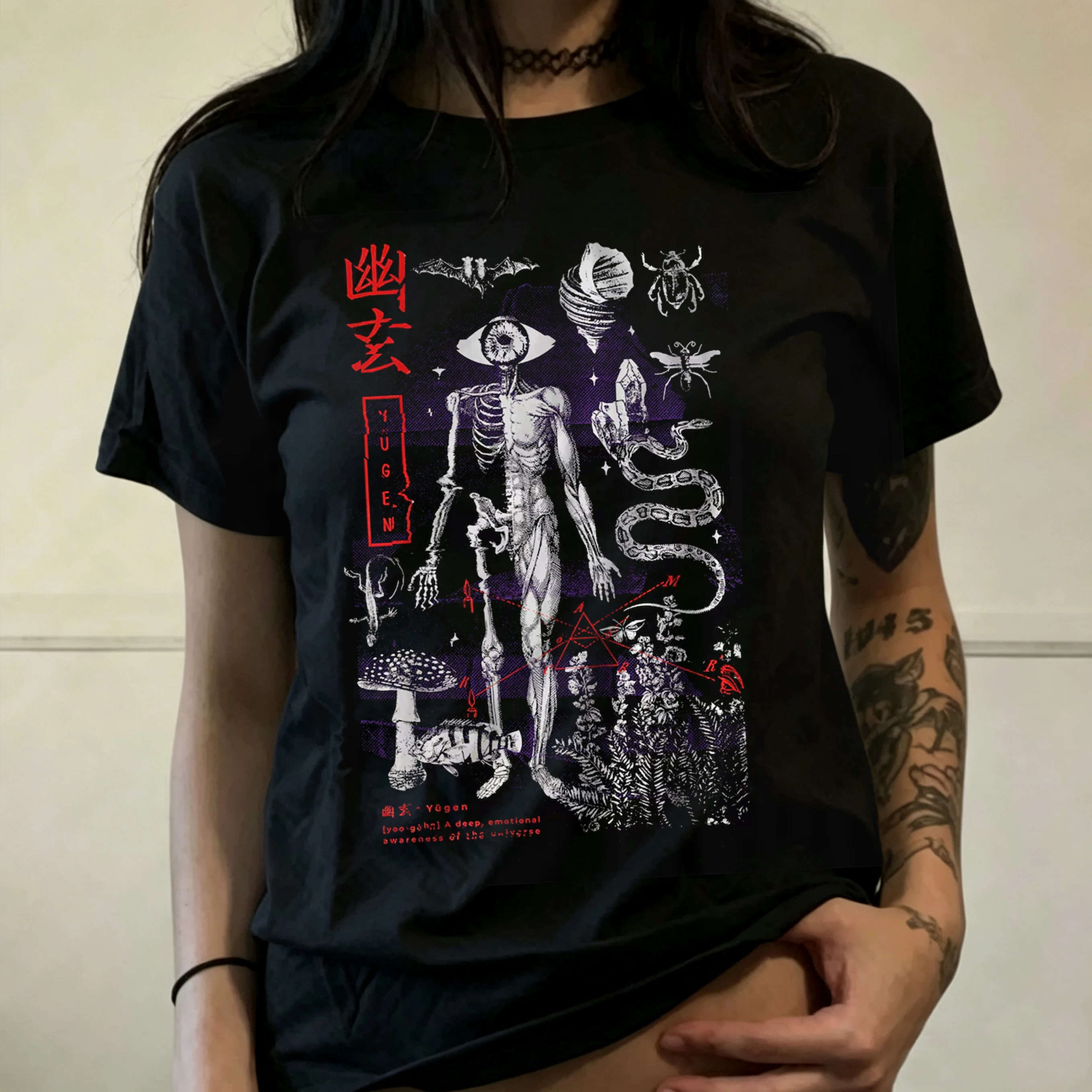 Japanese Death Wisdom T-shirt Alternative Grunge Graphic Y2K T-shirt Y2K Retro Print Men Women Harajuku Vintage Streetwear Tops