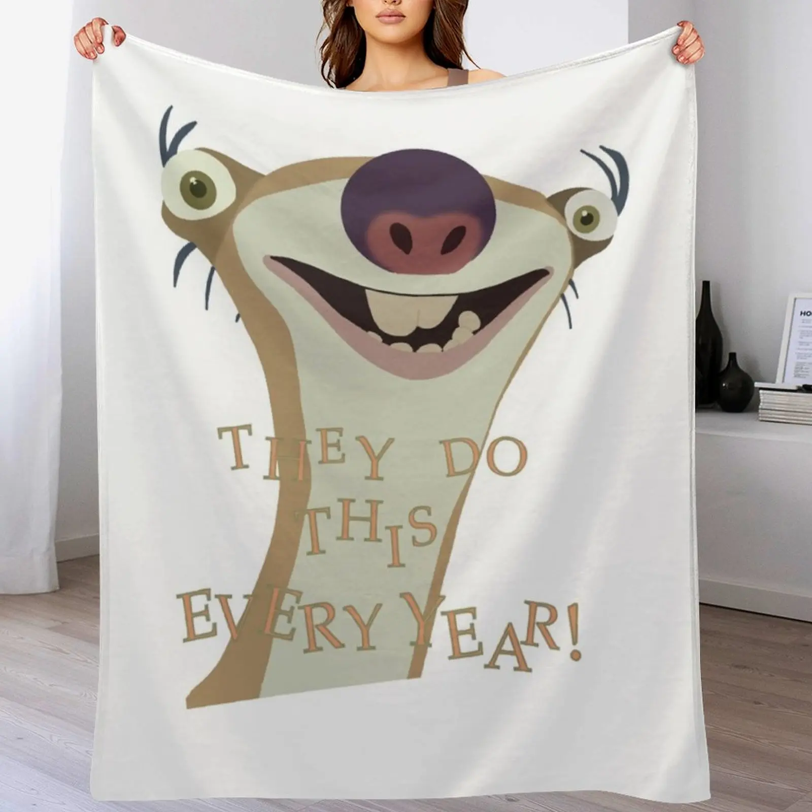 

Sid the Sloth Throw Blanket Cozy Napping Blanket Gift for Mom Dad