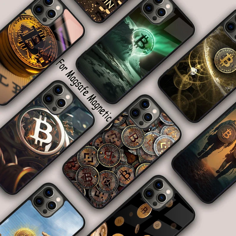 Bitcoin Cryptocurrency BTC Coin Magnetic Phone Case For APPLE iPhone 16 14 13 12 11 Pro Max 15 Plus Wireless MagSafe Cover