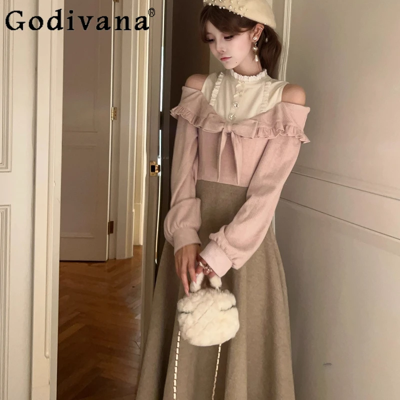 

Japanese Style Girl Autumn Dress Original New Sweet Clear Style Lolita Cute Dress Women's Patchwork Princess Long Dress