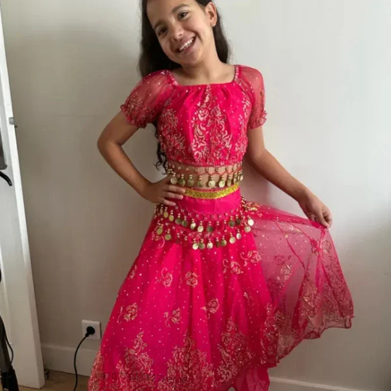 Indiase buikdanskostuum Nieuw prestatiekostuum Kinderdag Etnische dansfestival voor kinderen Prestatiekostuumset