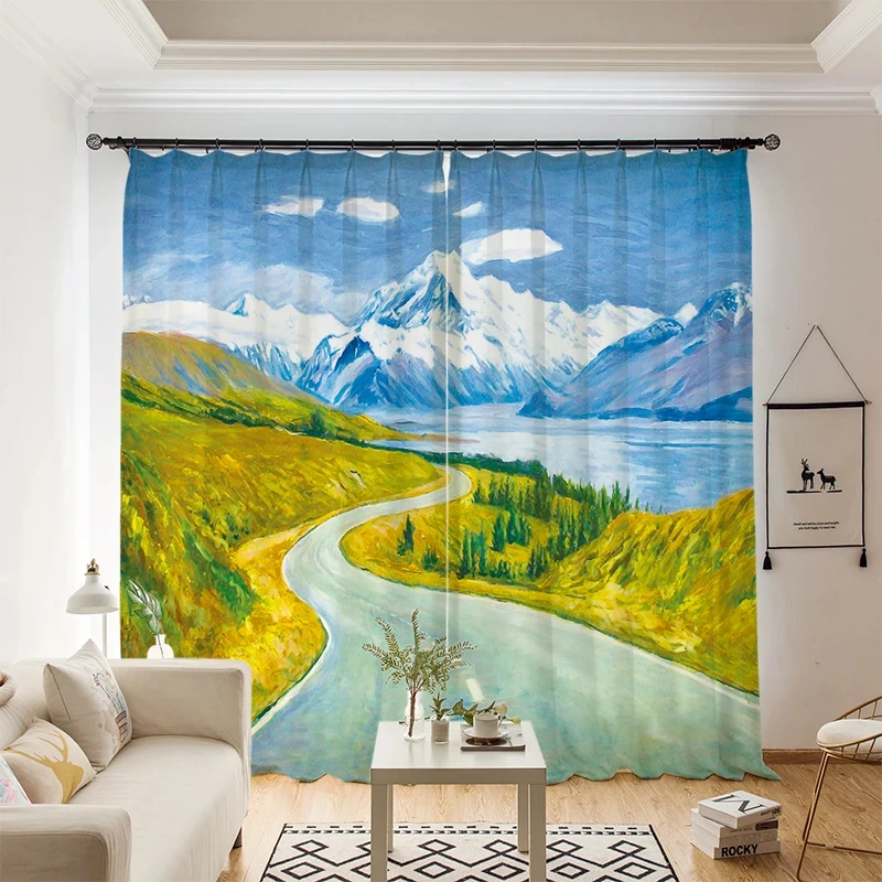 Van Gogh Harvest Oil Painting Style High Shading Curtain Art American Children's Curtain Bedroom Living Room Blackout Drape New