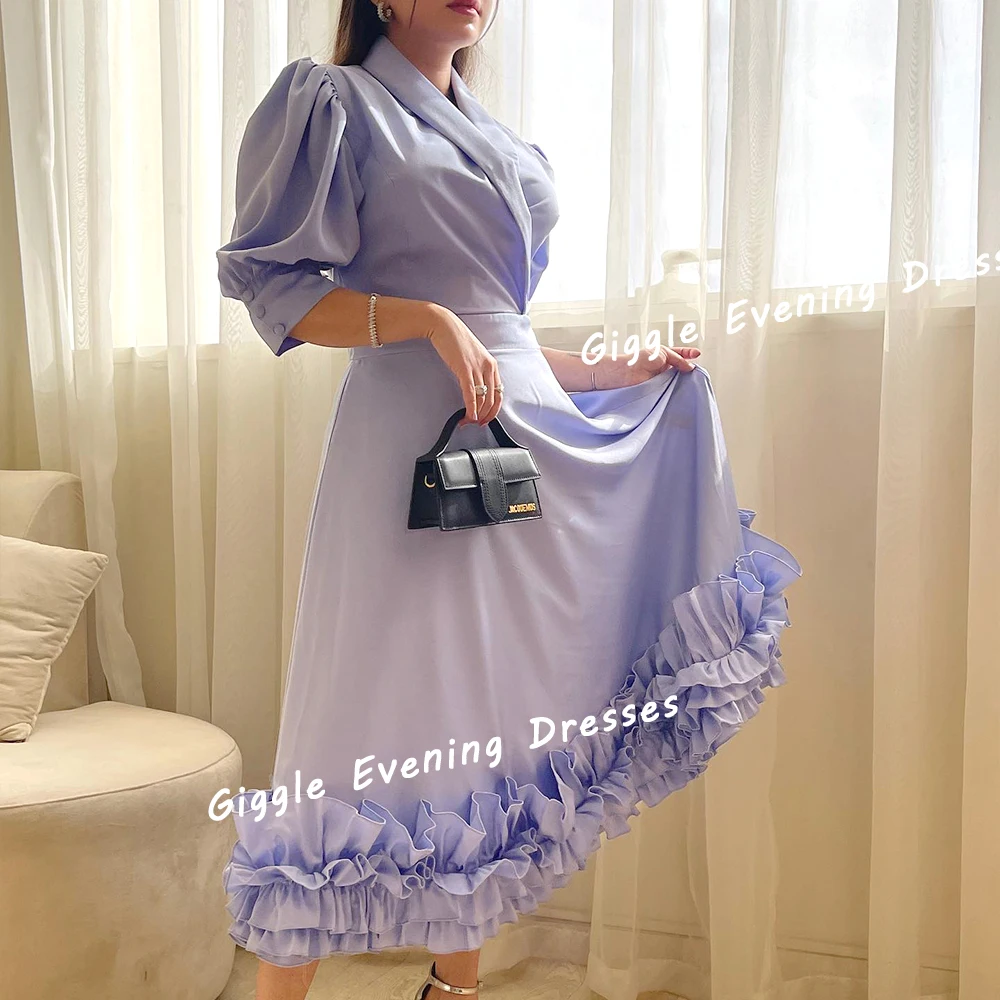 Giggle Satin V-Neck Ruched Prom Elegance Gown Saudi Arab Summer Exquisite Ankle-Length Evening Party Dresses for Women 2024