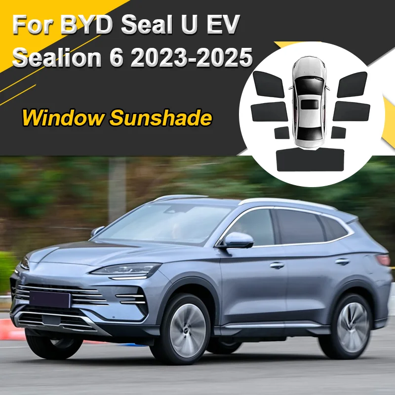 Car Sun Shades For BYD Seal U EV Sealion 6 2023-2025 Sunshades Magnetic Heat insulation Window Curtain Mesh Visor Accessories