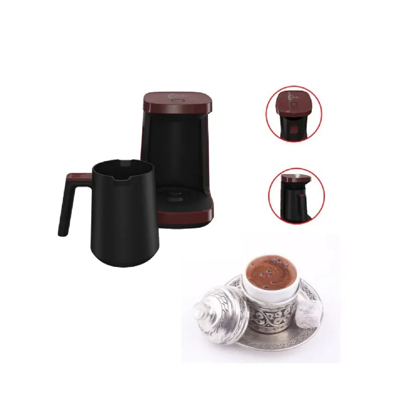 Máquina de café turca con sensor automático, dispositivo de marca Flavel, capacidad de 4 tazas, preparación de café de un toque con sonido y luz