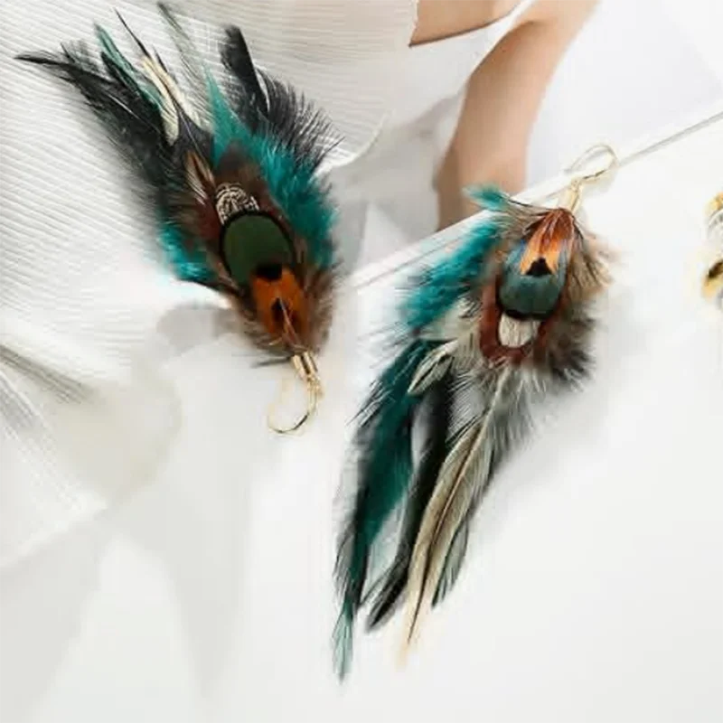 Fashionable Bohemian style blue feather hanging earrings made of zinc alloy - perfect gift for fashionable occasions and holiday