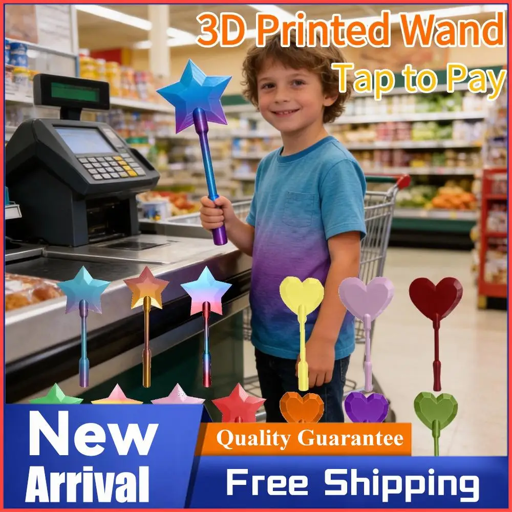 3D Printed Wand Tap To Pay Star Payment Stick Magic Credit Card Pay Props Wand for Card Credit Card Holder Gift for Childfren