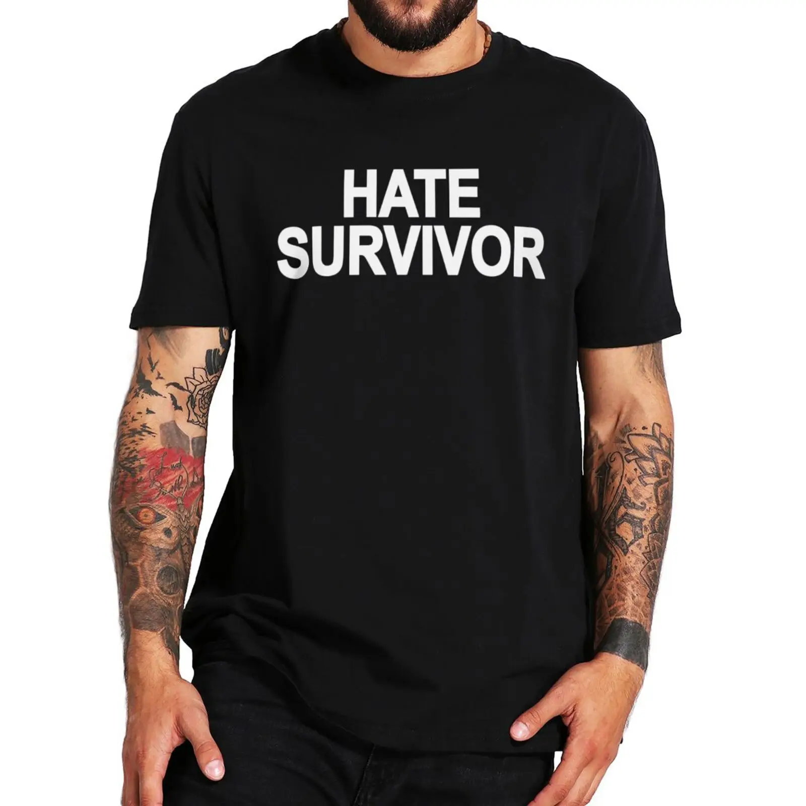 Hate Survivor T Shirt Music Video Fans Gift Y2k Streetwears O-neck Unisex 100% Cotton T-shirts For Men Women EU Size