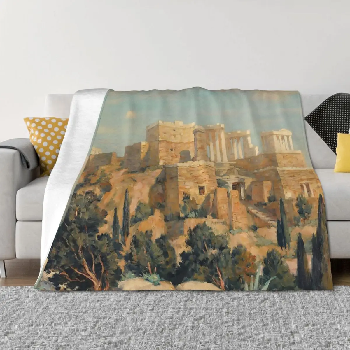 

The Ancient Greek Acropolis Throw Blanket Soft Blankets Sofas Of Decoration Retros Weighted Blankets