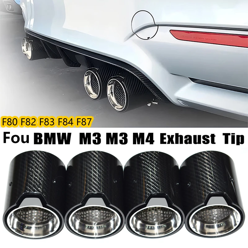 

For BMW M2 F87 M3 F80 M4 F82 F83 Exhaust Pipe Upgrade 4pcs MP Carbon Fiber Black Muffler Tailpipe Tip Exhaust Head Nozzle