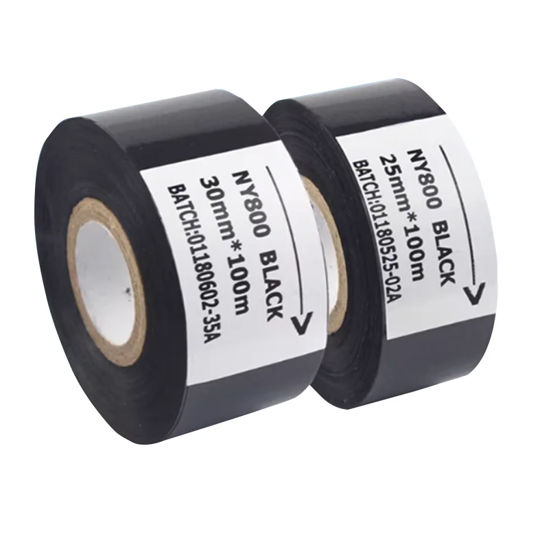 NY800 Black Thermal Transfer Carbon Ribbon for Barcode Date Label Printing Compatible with Printer Labeler
