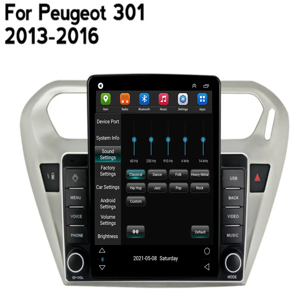 أندرويد 14 راديو السيارة لبيجو 301 سيتروين إليزيه 2013 2014 2015 2016 2017 2018 مشغل وسائط متعددة ستيريو Carplay 2din الصوت BT