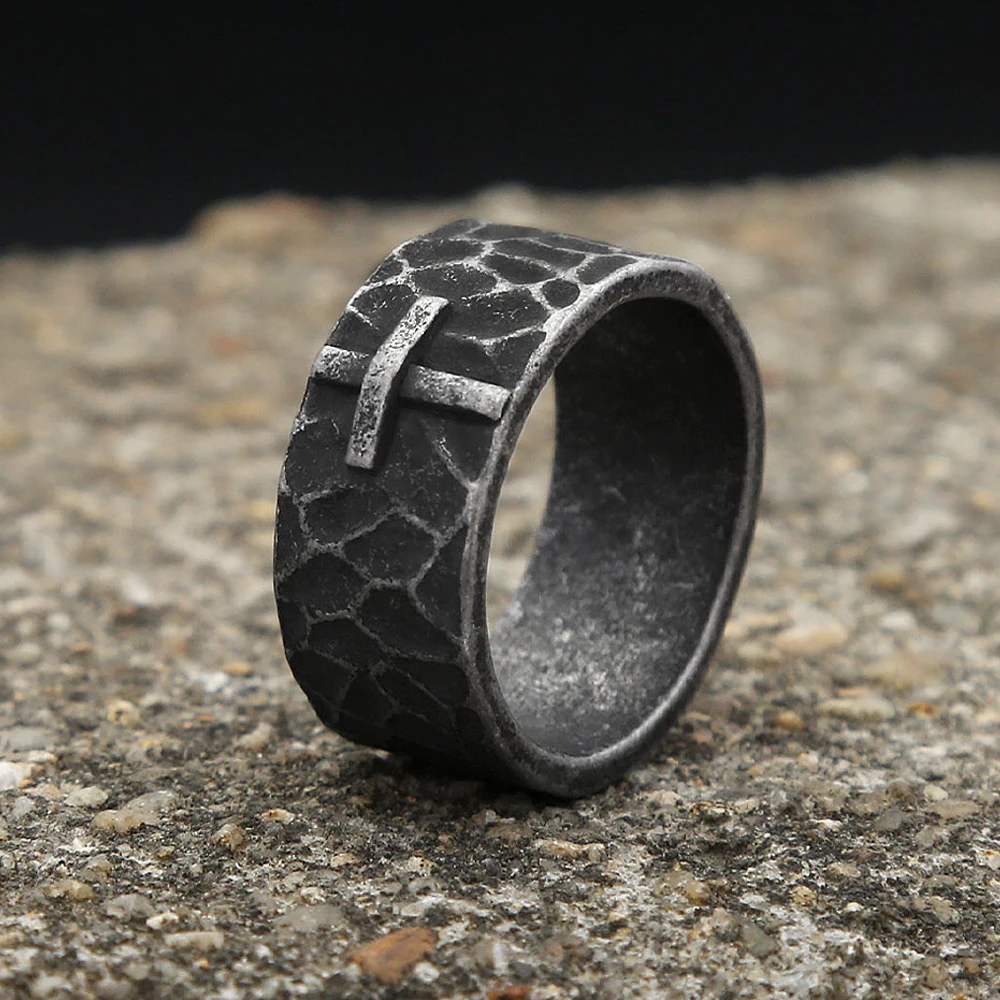 New Vintage 316L Stainless Steel Cross Ring Fashion Simple Punk Unique Rings For Men Women Hip Hop Biker Jewelry Gifts Wholesale