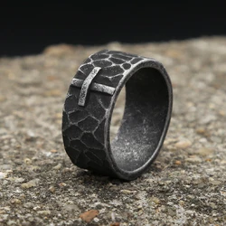 New Vintage 316L Stainless Steel Cross Ring Fashion Simple Punk Unique Rings For Men Women Hip Hop Biker Jewelry Gifts Wholesale