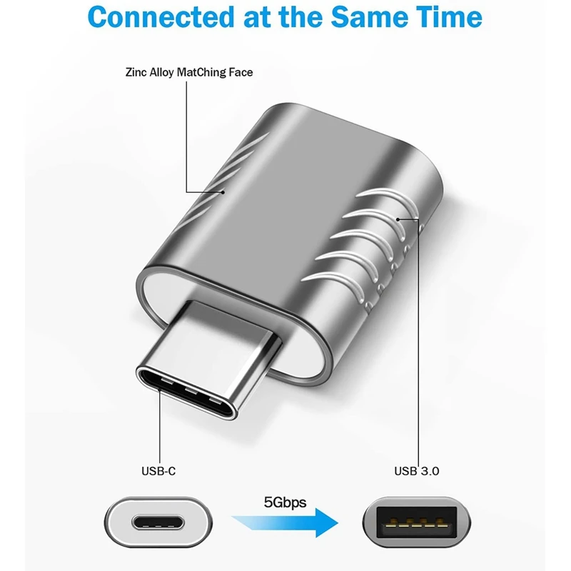 Adaptateur USB C 2 Pack, Adaptateur USB C vers USB Transfert de données haute vitesse, Adaptateur femelle USB-C vers USB 3.0 pour les transformateurs de type C