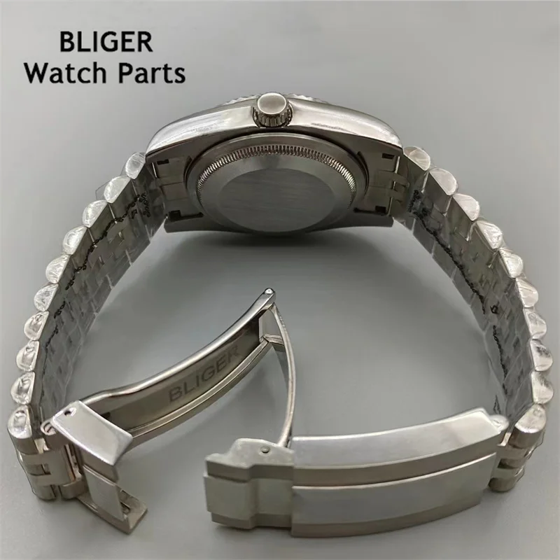 BLIGER 36mm /39mm Silver Dial NH35 Automatic Mens Watch Sapphire Glass Luminous Dial Stainless Steel Strap