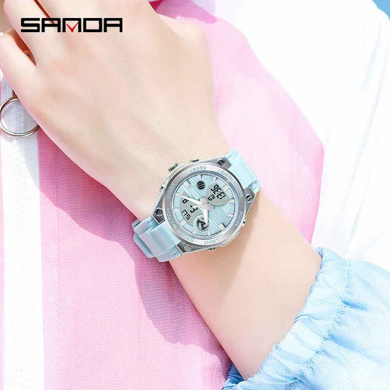 SANDA 6067 Sport Women Watches Fashion LED Digital Ladies Watch montre homme Relogio Feminino dourado New Girl Electronic Clock