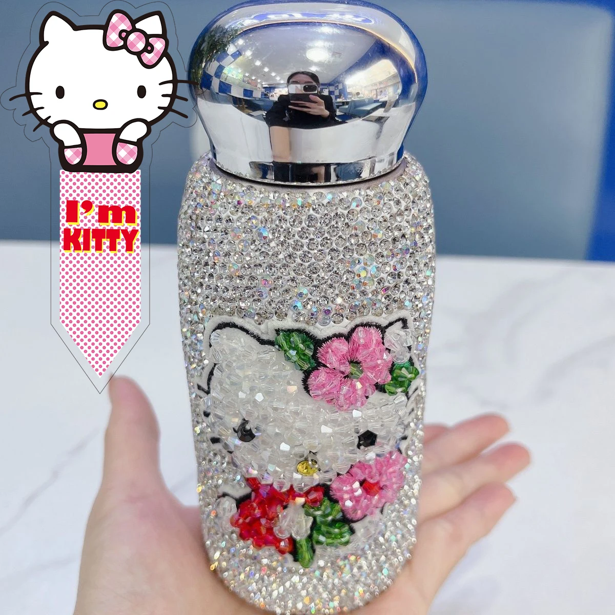 Sanrio Hello Kitty Stuff Kawaii Girl Thermos Cup Cooler Cup Diamond Cup Cartoon The New Fashion Creativity Good Looks Portable