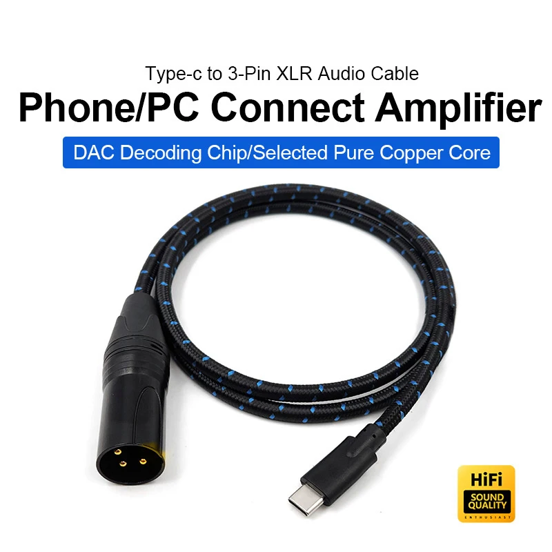 5m Type-C To 3-pin XLR USB-C Cable Audio Mixing Consoles Speakers Amplifiers Accessories For HIFI For Iphone Smart Phones Laptop
