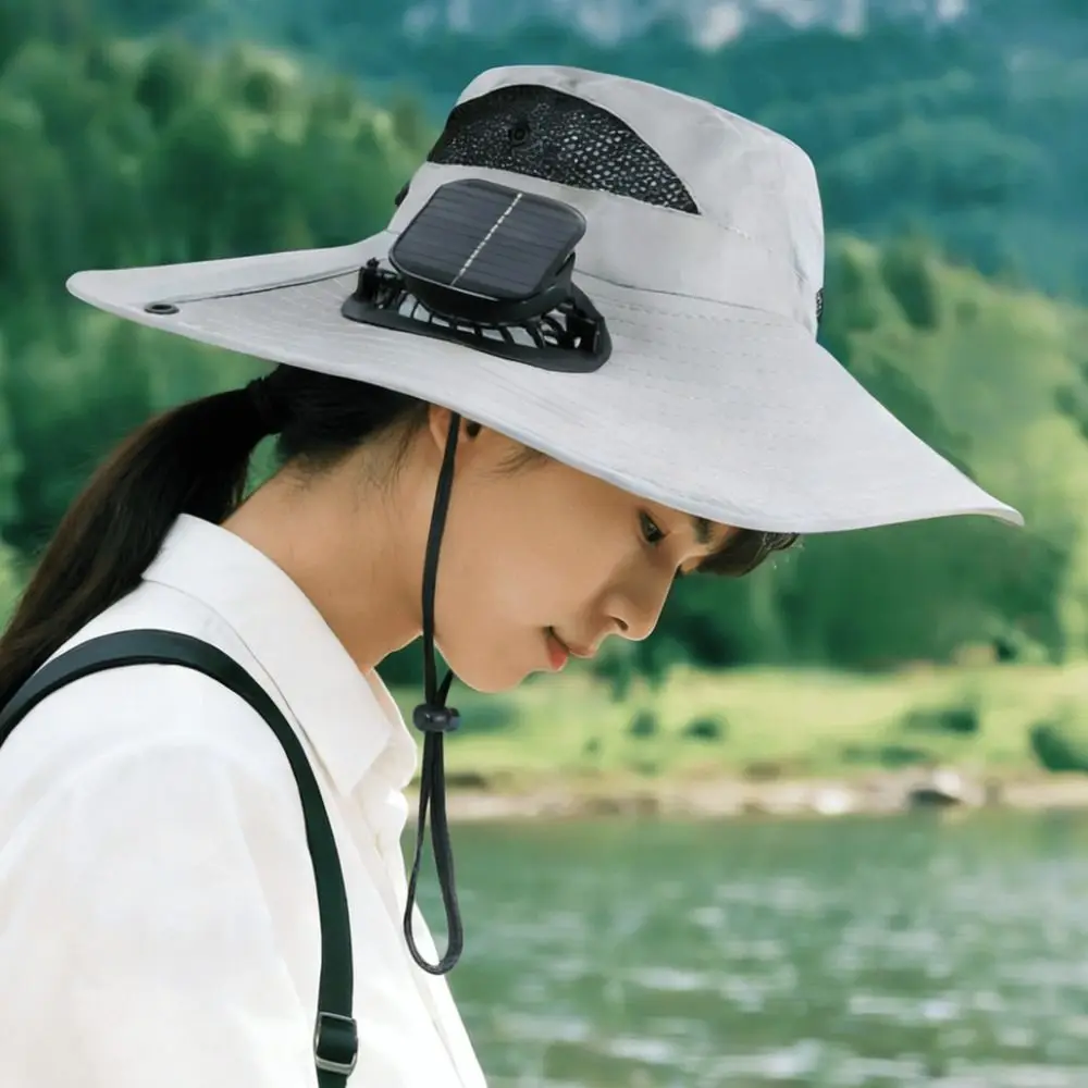 Dual Fan Solar Fan Hat Breathable UV Protection Summer Fan Visor Cap Strong Wind Lightweight Cooling Fisherman Hat Hiking