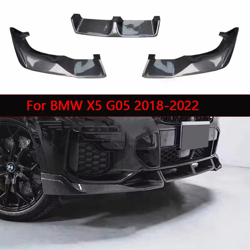 لسيارات BMW X5 G05 2018-2022 سبويلر من ألياف الكربون الجبهة حافة مصد السيارة الناشر الجبهة الشفة الجبهة الذقن المفسد L نمط طقم الجسم