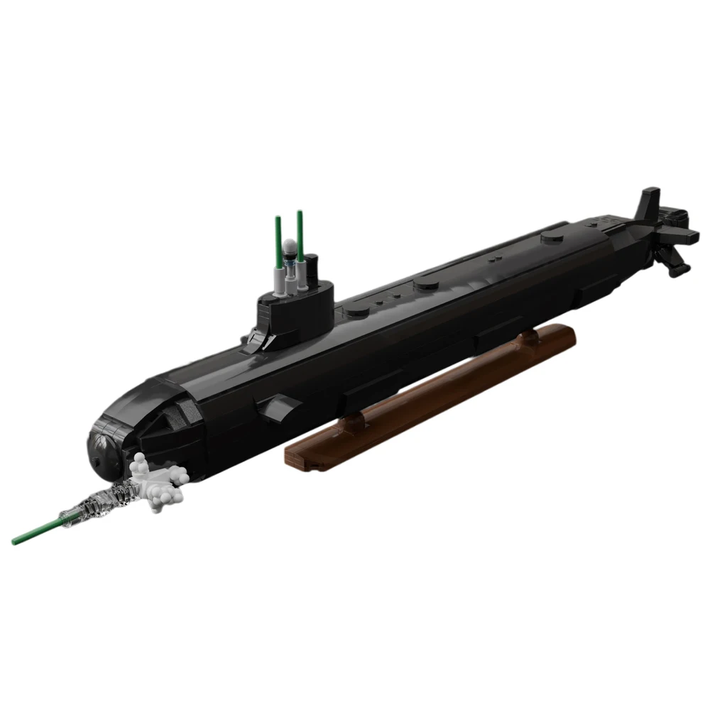 Moc virginia-classe submarino blocos de construção modelo naval série militar navios de guerra tijolos diy montado brinquedo para crianças presente