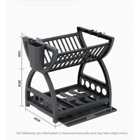 Double-layer draining bowl rack for kitchen, household countertop dishware storage rack, multi-functional tableware rack 3