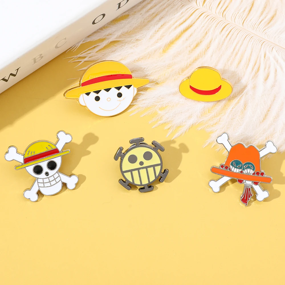 5 Pcs Character props Brooch Anime D. Luffy​ Hat Enamel Pin Metal Badge Jewelry Clothing Backpack Accessories Gift - view 6