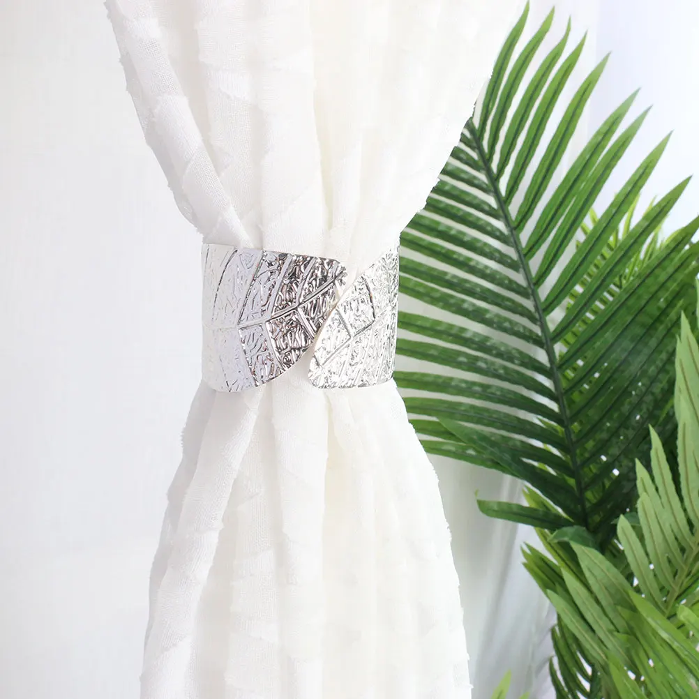 

2 pcs Alloy Curtain Fastener Leaf Shaped Decorative Buckles For Home Hotel Restaurant Curtain Ties Elegant Holdbacks Chic