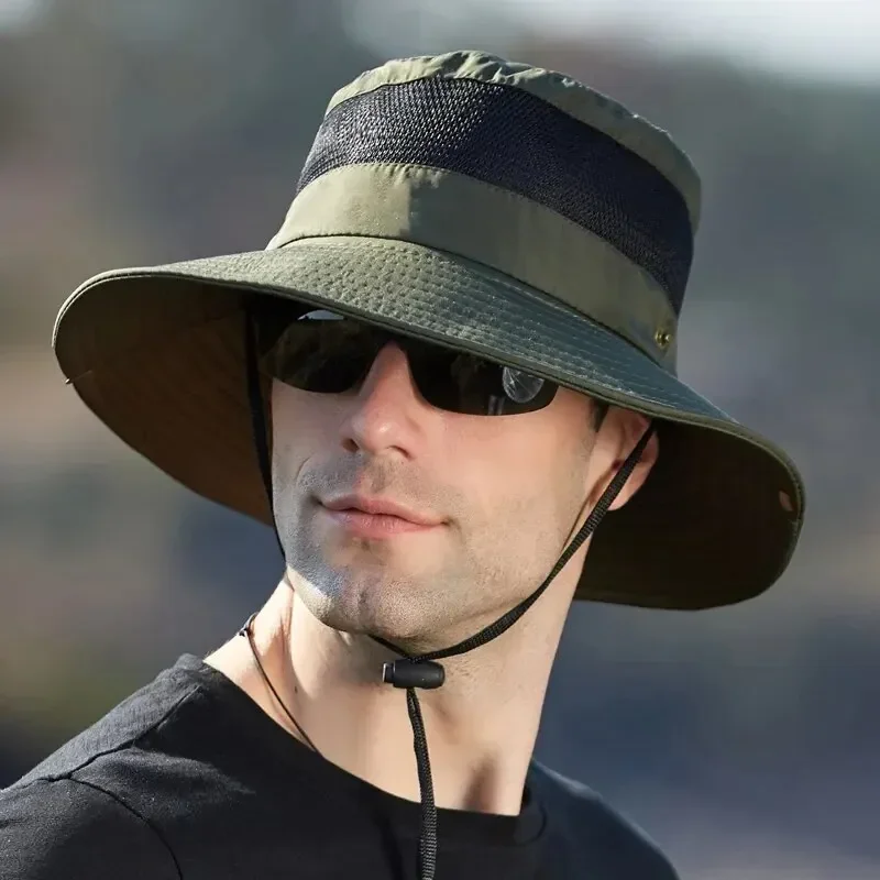 

100% Polyester New Summer Breathable Fisherman Hat Outdoor Mountaineering Hat Big Eaf Sunshade Hat Benni Hat