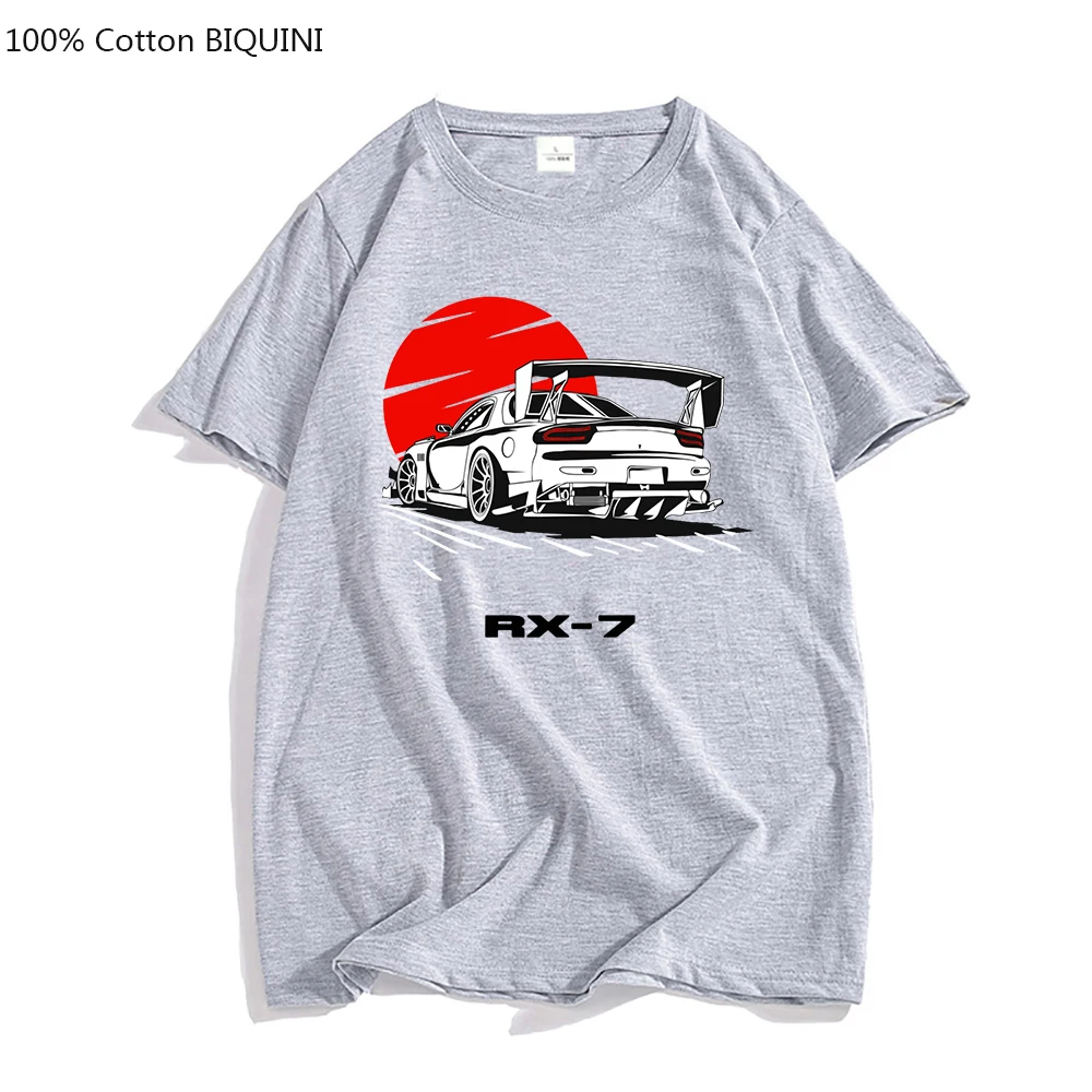 Initial DDrift Racing Rx-7 T Shirt 100% Pure Cotton Takumi Fujiwara Rx 7 Jdm Tshirt Mens Summer Streetwear Japanese Fashion Tops