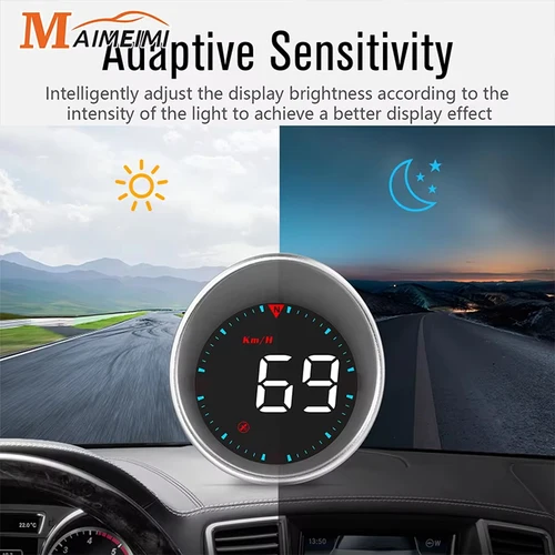 Velocímetro GPS para coche, pantalla de brújula, kilometraje de velocidad, alerta de fatiga de exceso de velocidad, luz automática, pantalla frontal de velocidad KMH MPH Universal