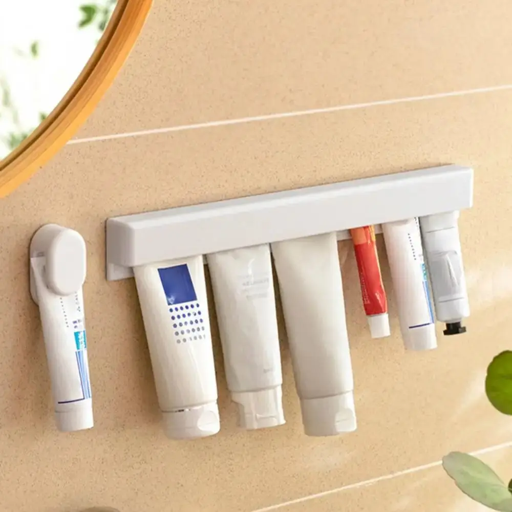

Wall Mounted Toothpaste Holder No Drilling Sturdy Adhesive Storage Rack Multi-function Space-Saving Wall Organizer Kitchen