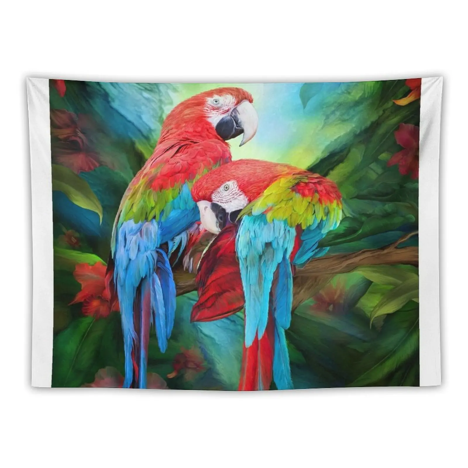 

Tropic Spirits - Macaws Tapestry Art Mural Home Decorators Room Decoration Korean Style Luxury Living Room Decoration Tapestry