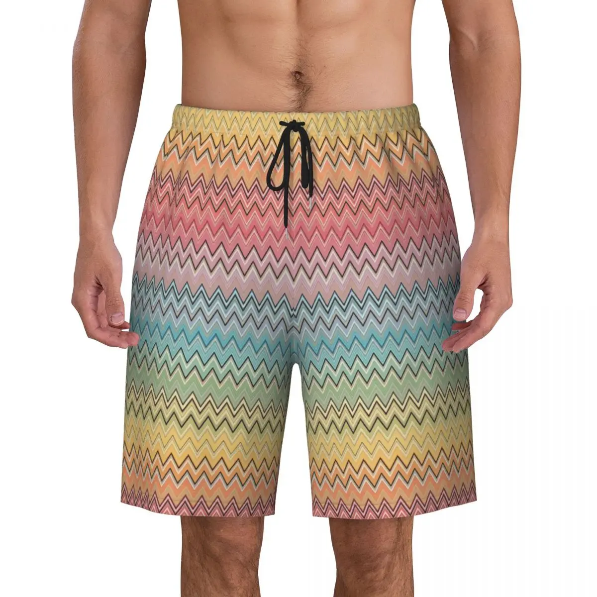 Custom Board Shorts Men's Quick Dry Beachwear Boardshorts Bohemian Geometric Swimming Trunks Bathing Suits