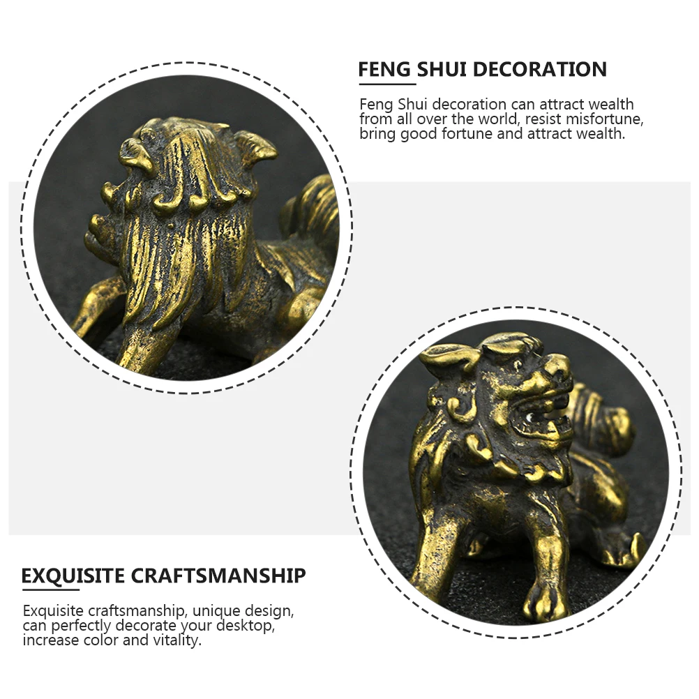 

1 Pair Feng Shui Ornament Desktop Copper Decoration Unique Design Attract Wealth Resist Misfortune Home Office Decor
