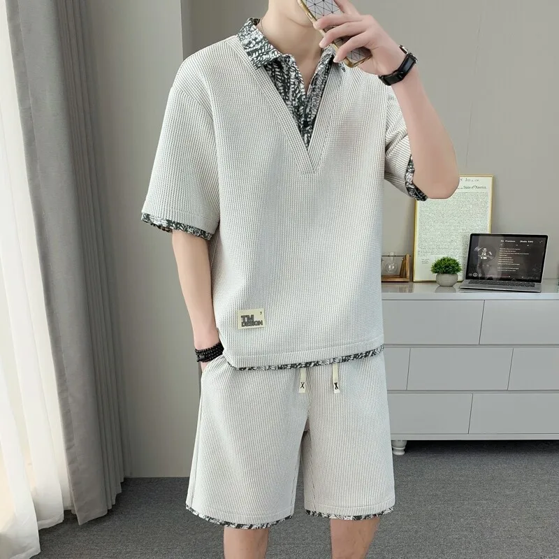 Shirts+short 2025 summer Men's fashion Quick Drying Sportswear tracksuit Sets Male Fashions shorts and shirt men two piece