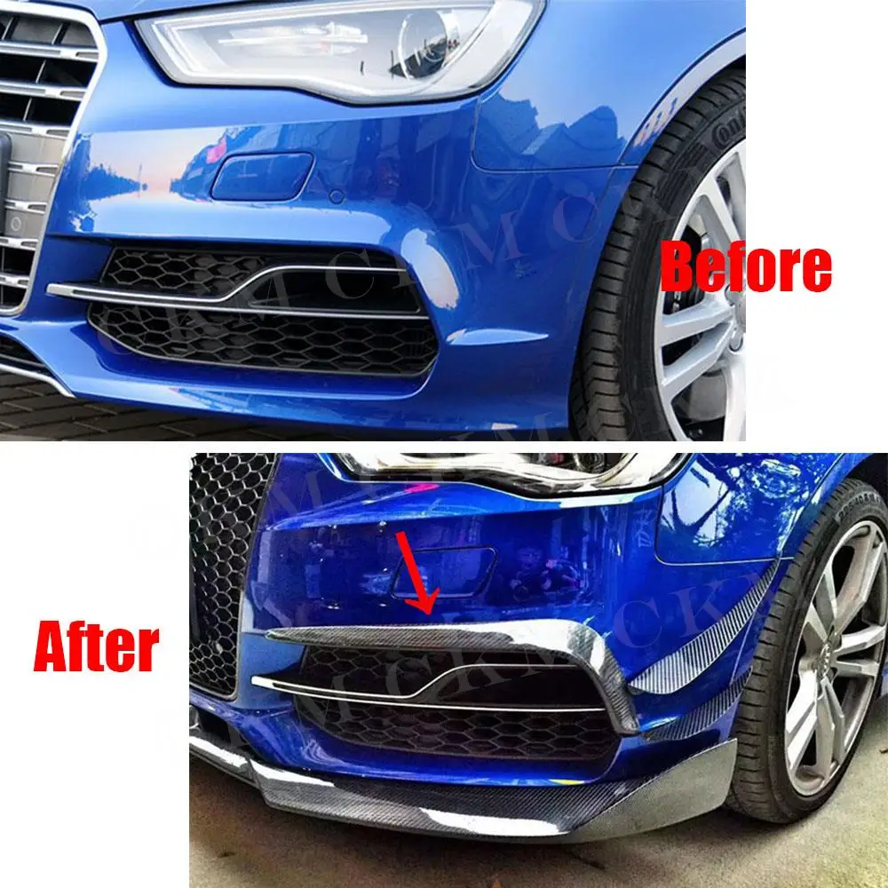 Rama powiek przednich świateł przeciwmgielnych z włókna węglowego do Audi A3 S3 Sedan Hatchback 2013-2019 RS3 Style Foglamp Eyebrows Trim Cover