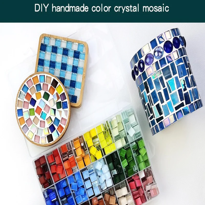 50 sztuk szkła mieszane kolor płytki z mozaiką sztuk Handmade kryształ kreatywnych materiałów dzieci DIY Craft obiad Mini płytki z mozaiką