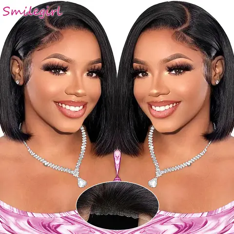 Hot Sale Short Straight BOB Human Hair Wig Side Part 5X5 HD Lace Front Glueless Pre Plucked Pre Cut 4X4 Brazilian Human Hair Wig