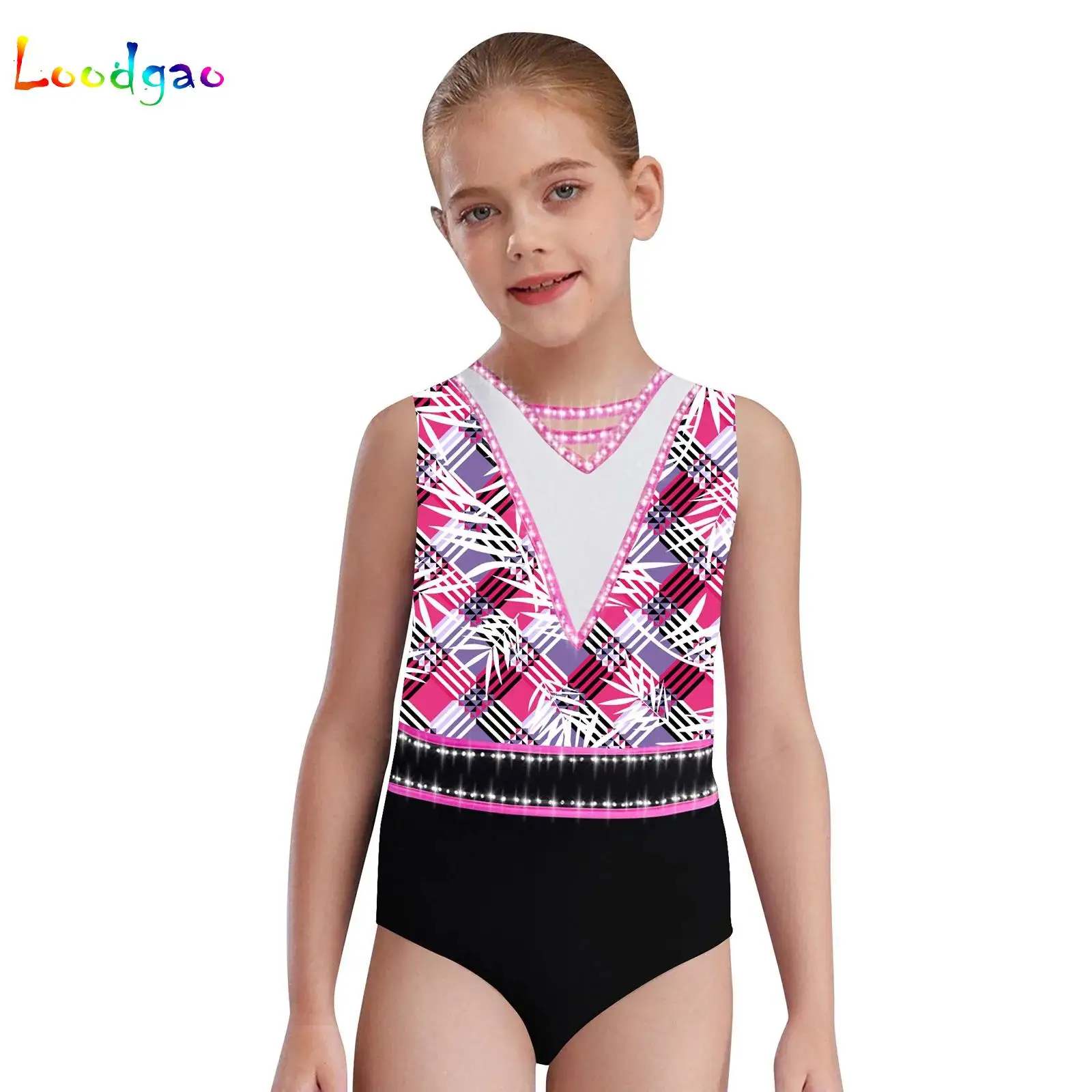

Figure Skating Ballet Dance Leotards for Girl Acrobatics Rhythmic Gymnastic Jersey Costume Sparkly Tumbling Dance Tank Biketards
